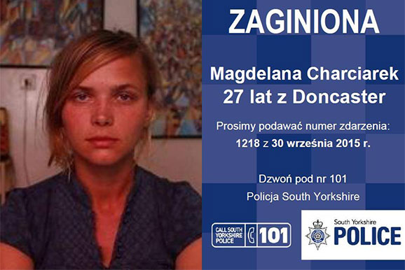 Trwają poszukiwania Magdaleny Charciarek z Doncaster